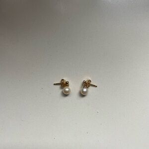 PANDORA Gold and Pearl Stud Earrings